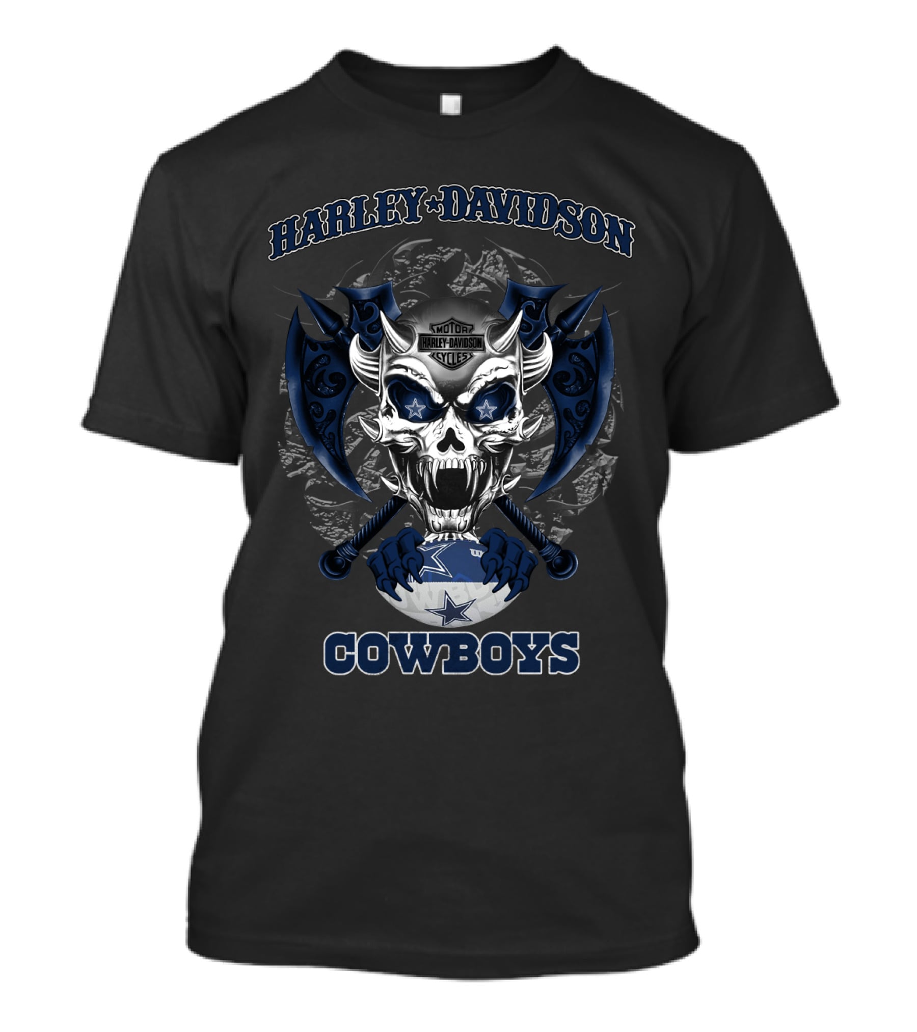 Harley Davidson Motor Cowboys Skull Dallas Cowboys T-Shirt