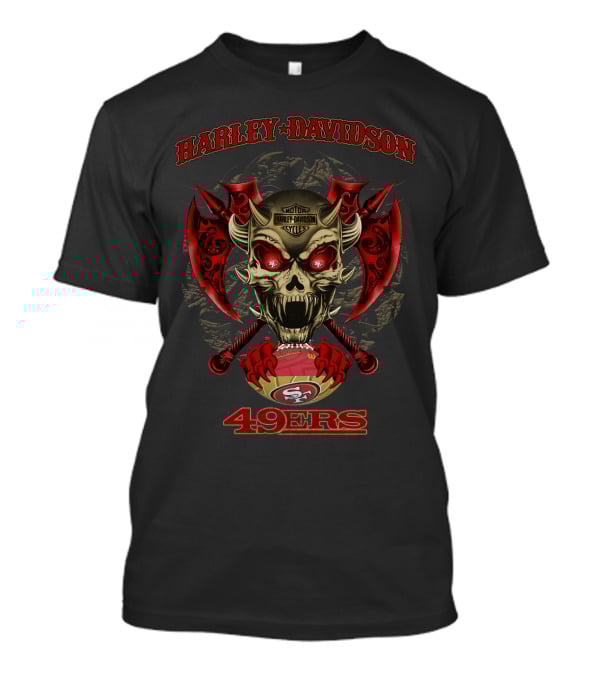 Harley Davidson Skull Axes San Francisco 49ers Logo T-Shirt