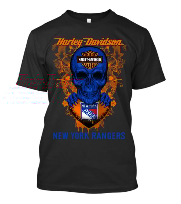 Harley Davidson New York Rangers Skull Motocycles T-Shirt