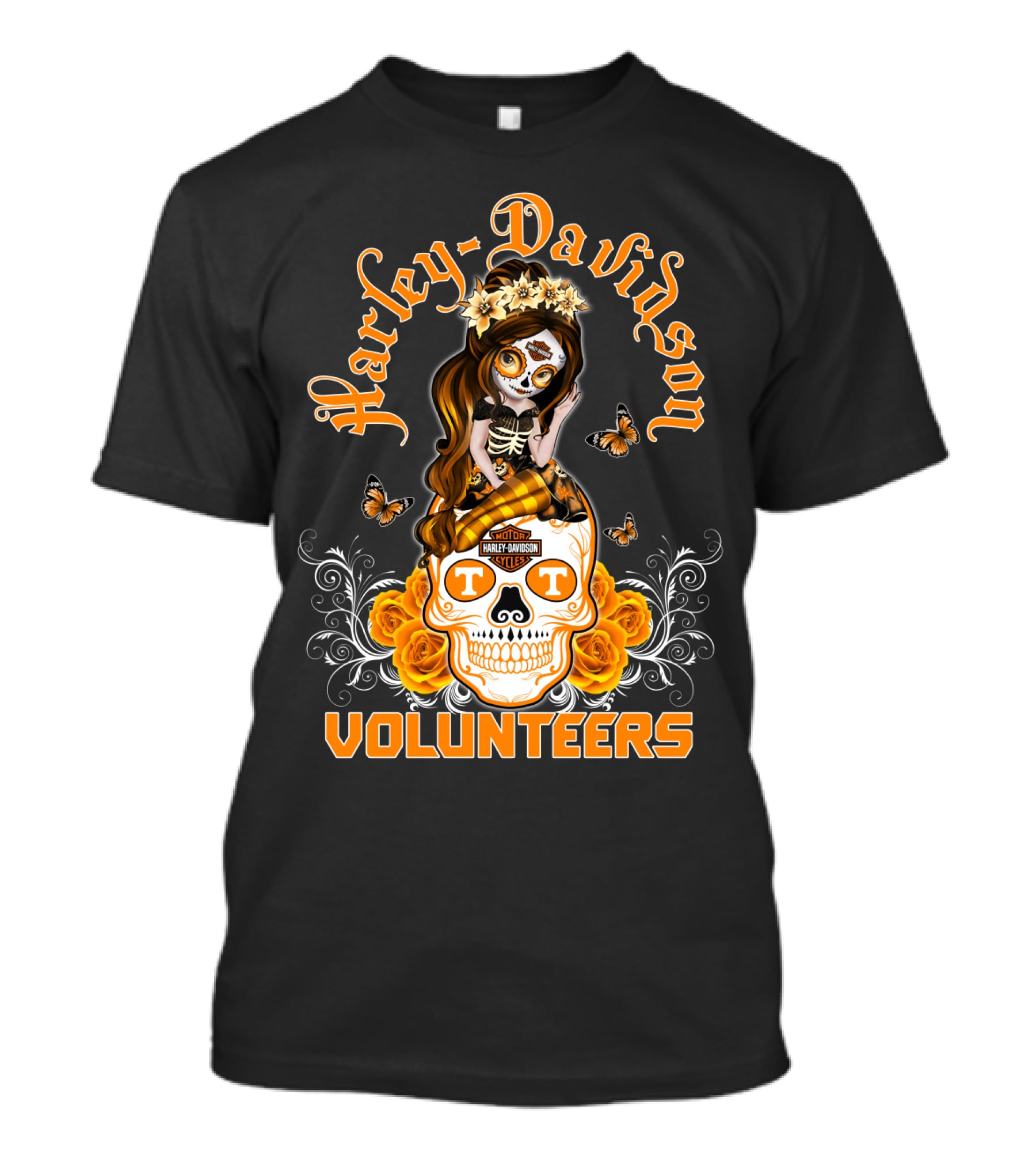 Harley Davidson Volunteers Tennessee Butterfly Skull Girl T-Shirt