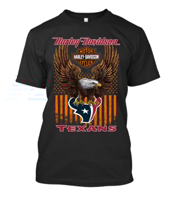 Harley Davidson Houston Texans Nfl Eagle And Stripes T-Shirt