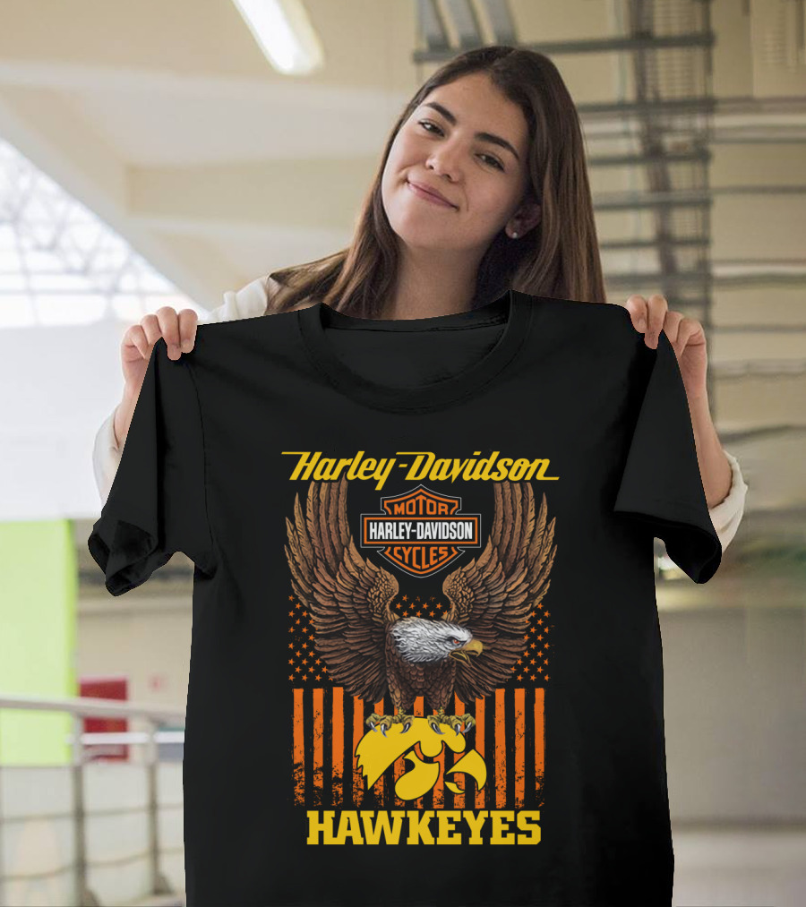 Harley Davidson Motor Cycles Eagle Iowa Hawkeyes T-Shirt
