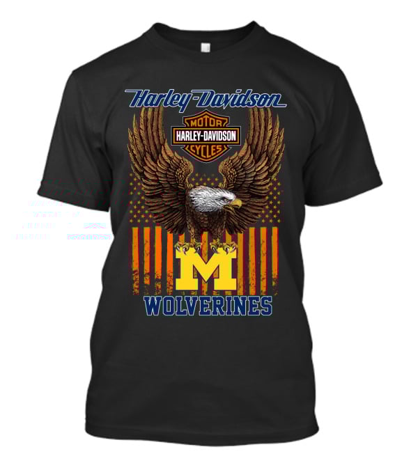 Harley Davidson Motor Cycles Michigan Wolverines Eagle T-Shirt