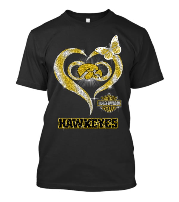 Hawkeyes Heart Harley Davidson Butterfly Sparkle T-Shirt