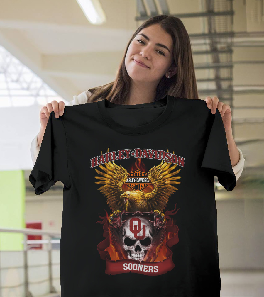 Harley Davidson Eagle Ou Skull Sooners T-Shirt