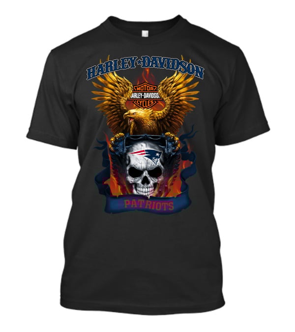 Harley Davidson Motor Cycles Eagle Skull Patriots T-Shirt