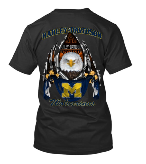 Harley Davidson Wolverines Michigan Ncaa Motorcycles Eagle M T-Shirt