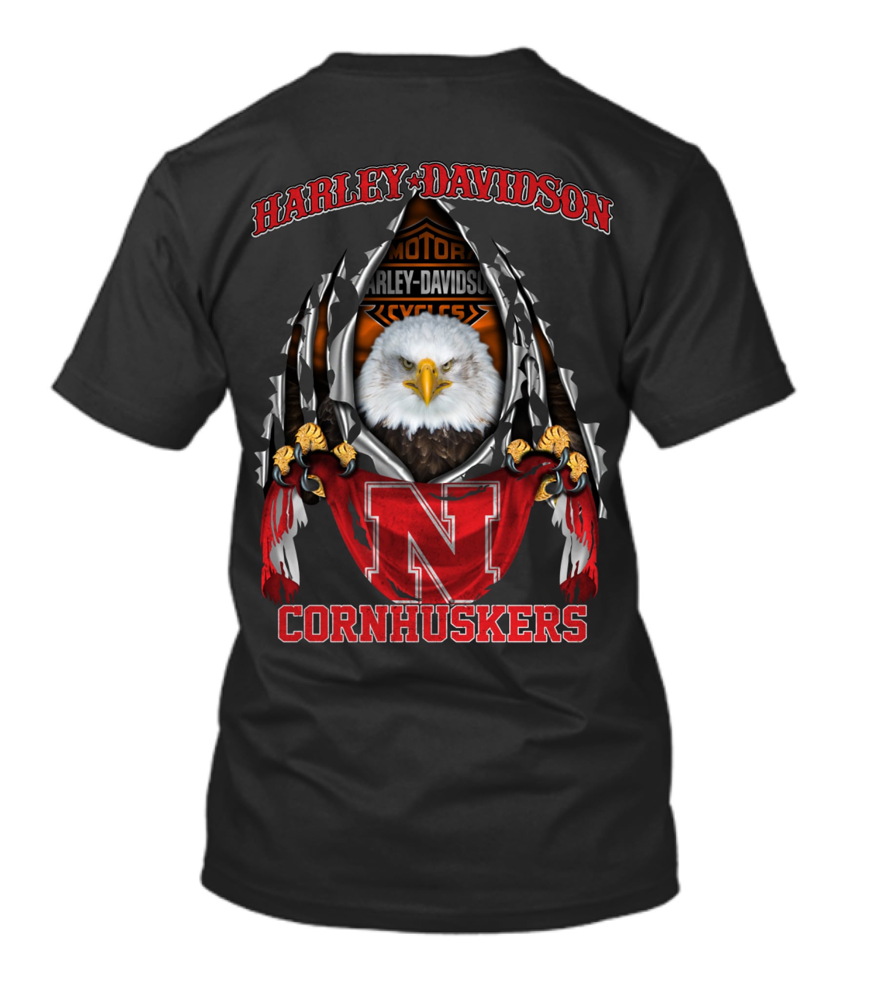 Harley Davidson Nebraska Cornhuskers Eagle Motorcycles T-Shirt