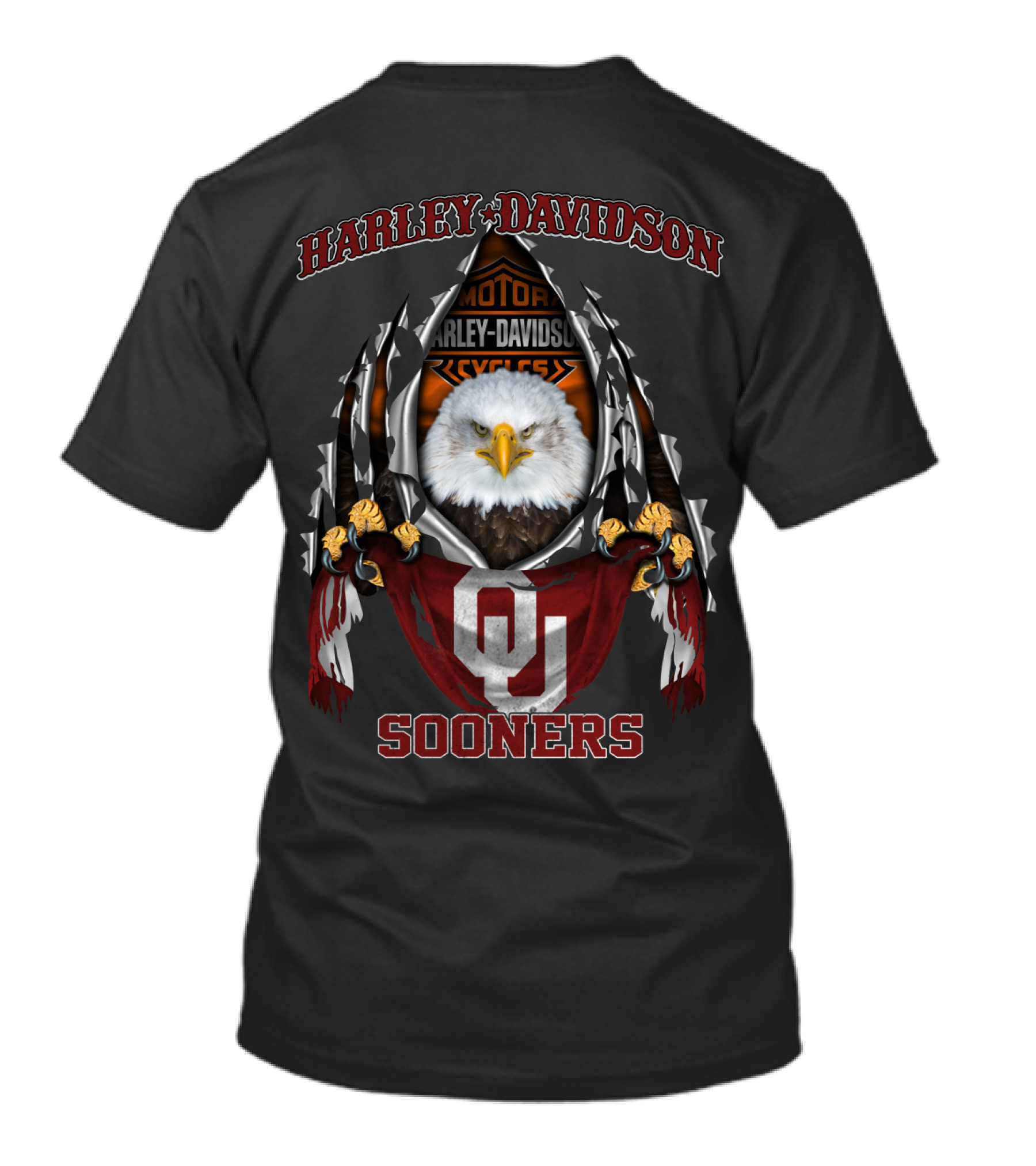 Harley Davidson Sooners Oklahoma Ncaa Bald Eagle T-Shirt