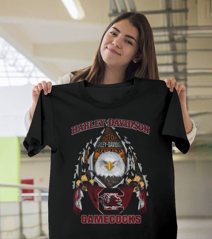 Harley Davidson South Carolina Gamecocks Eagle Motorcycles T-Shirt