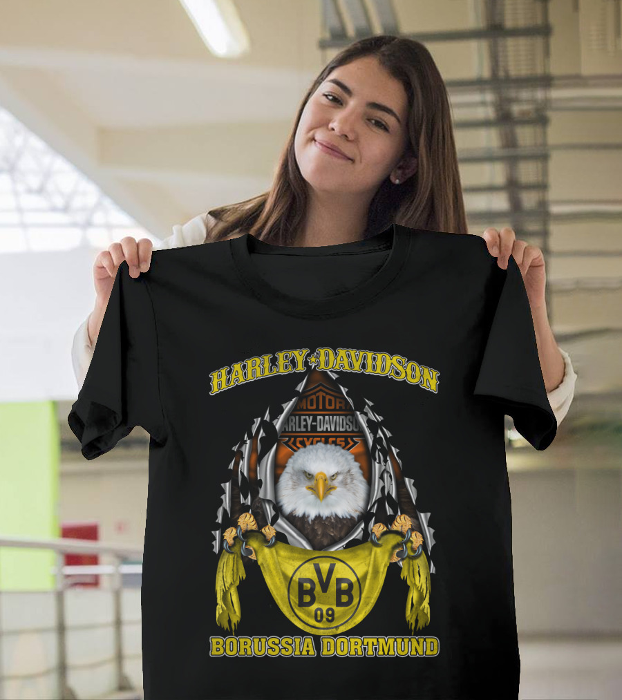 Harley Davidson Bvb 09 Borussia Dortmund Eagle Motor Cycles T-Shirt