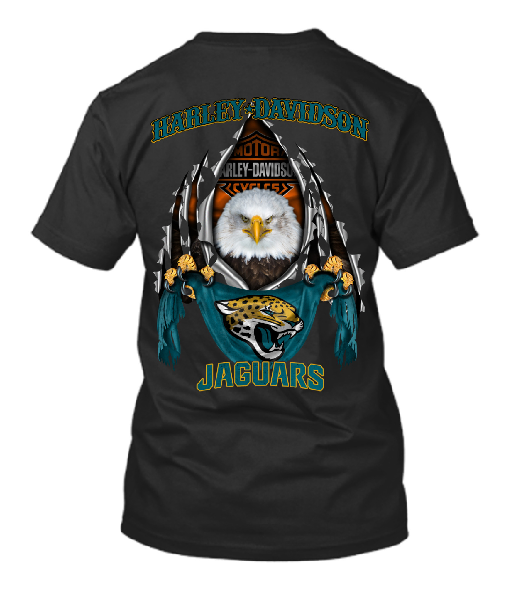 Harley Davidson Motorcycles Jaguar And Eagle Nfl Jacksonville Jaguars T-Shirt