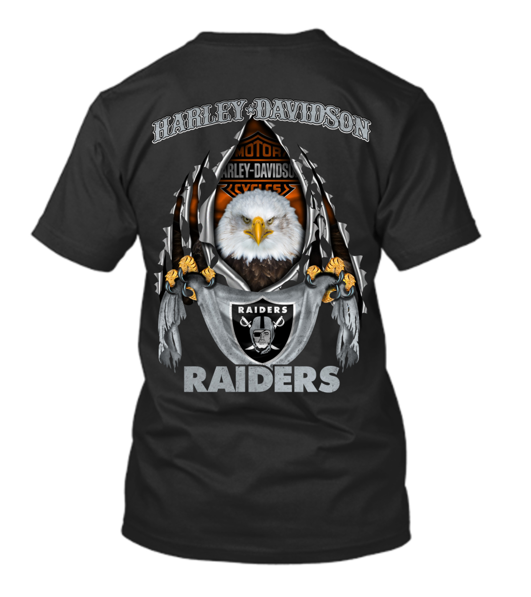 Harley Davidson Motor Cycles Raiders Nfl Oakland Eagles T-Shirt