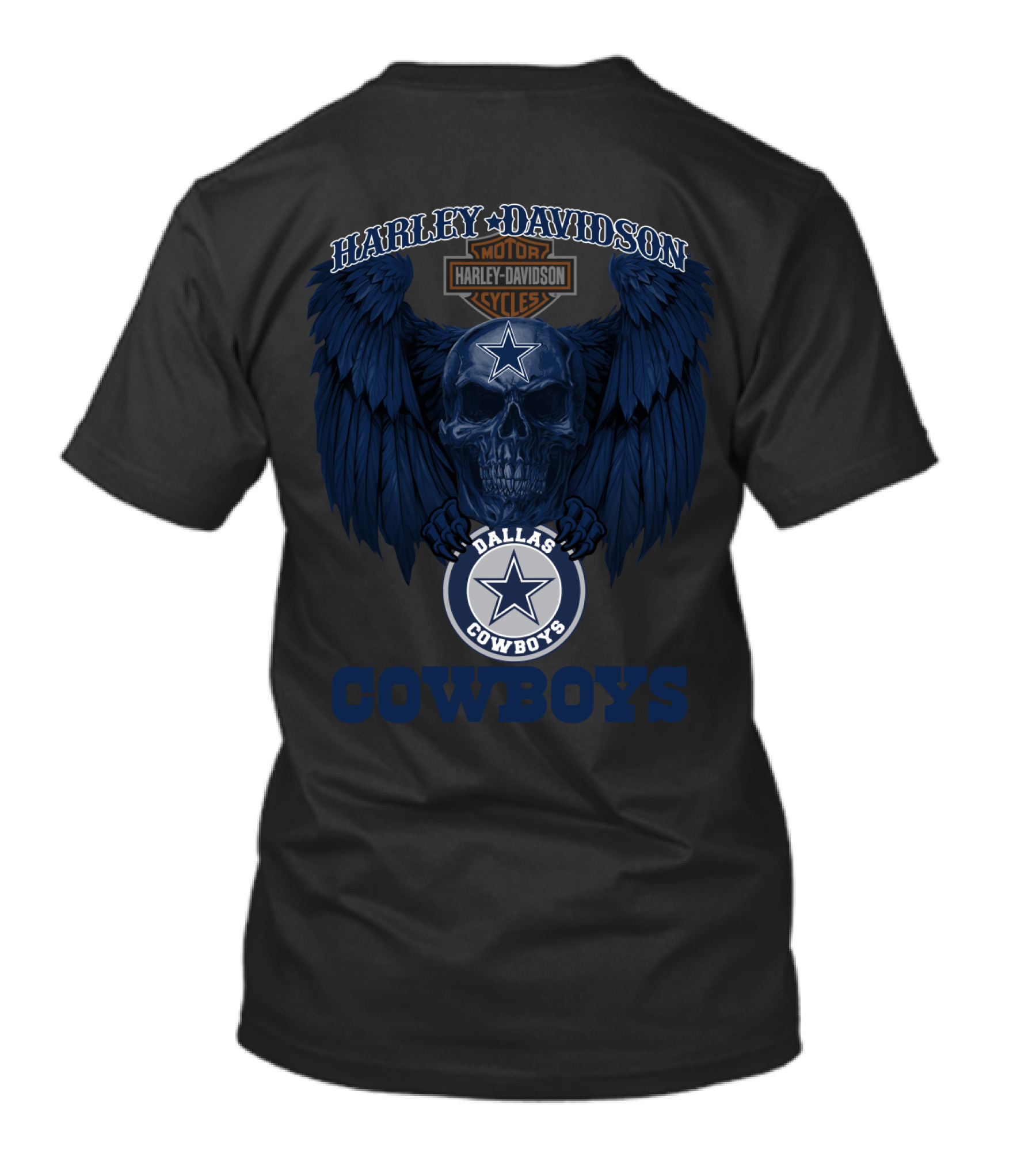 Harley Davidson Dallas Cowboys Cowboys Nfl Skull Wings T-Shirt