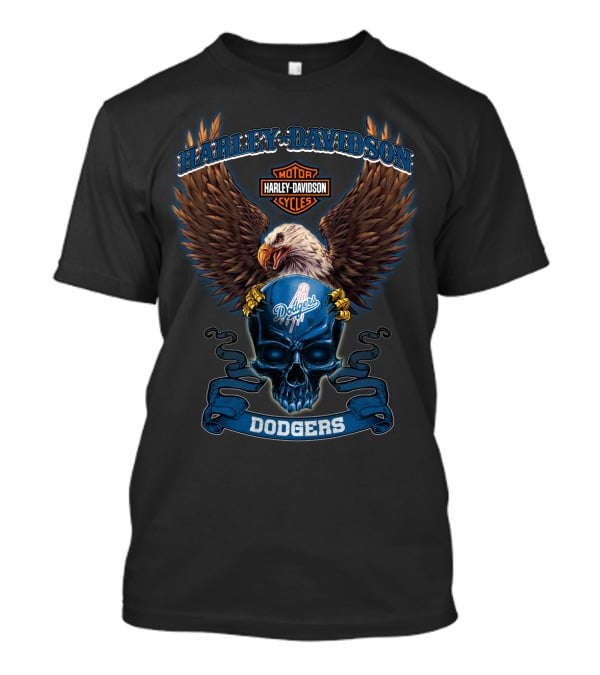Harley Davidson Los Angeles Dodgers Eagle Skull Mlb 0407 T-Shirt