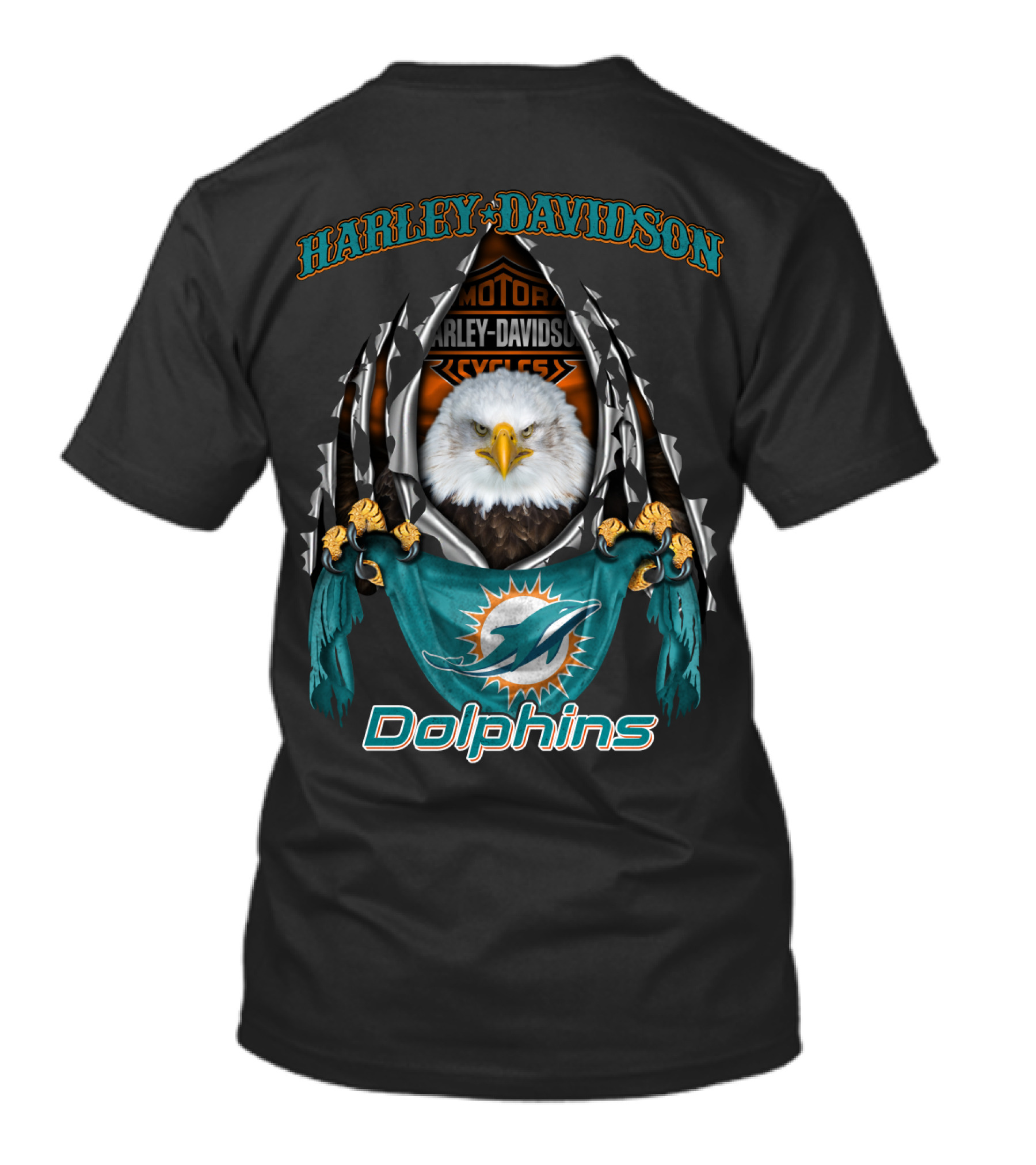 Harley Davidson Miami Dolphins Bald Eagle Nfl 84 Motocycle Cycles T-Shirt
