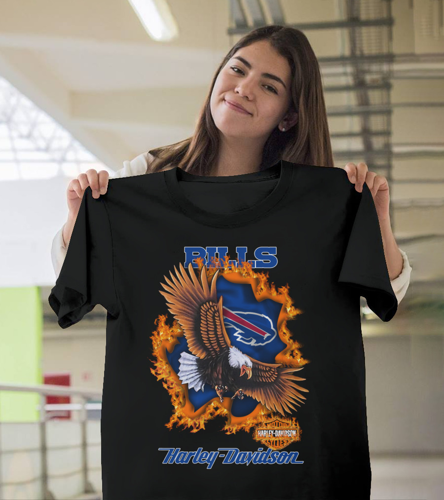 Bills Harley Davidson Buffalo Bills Eagle Flames T-Shirt