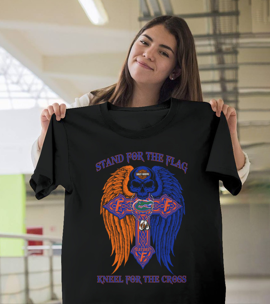 Stand For The Flag Kneel For The Cross Florida Gators Harley Davidson T-Shirt