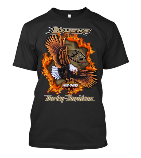 Anaheim Ducks Harley Davidson Cycles Eagle Flame T-Shirt