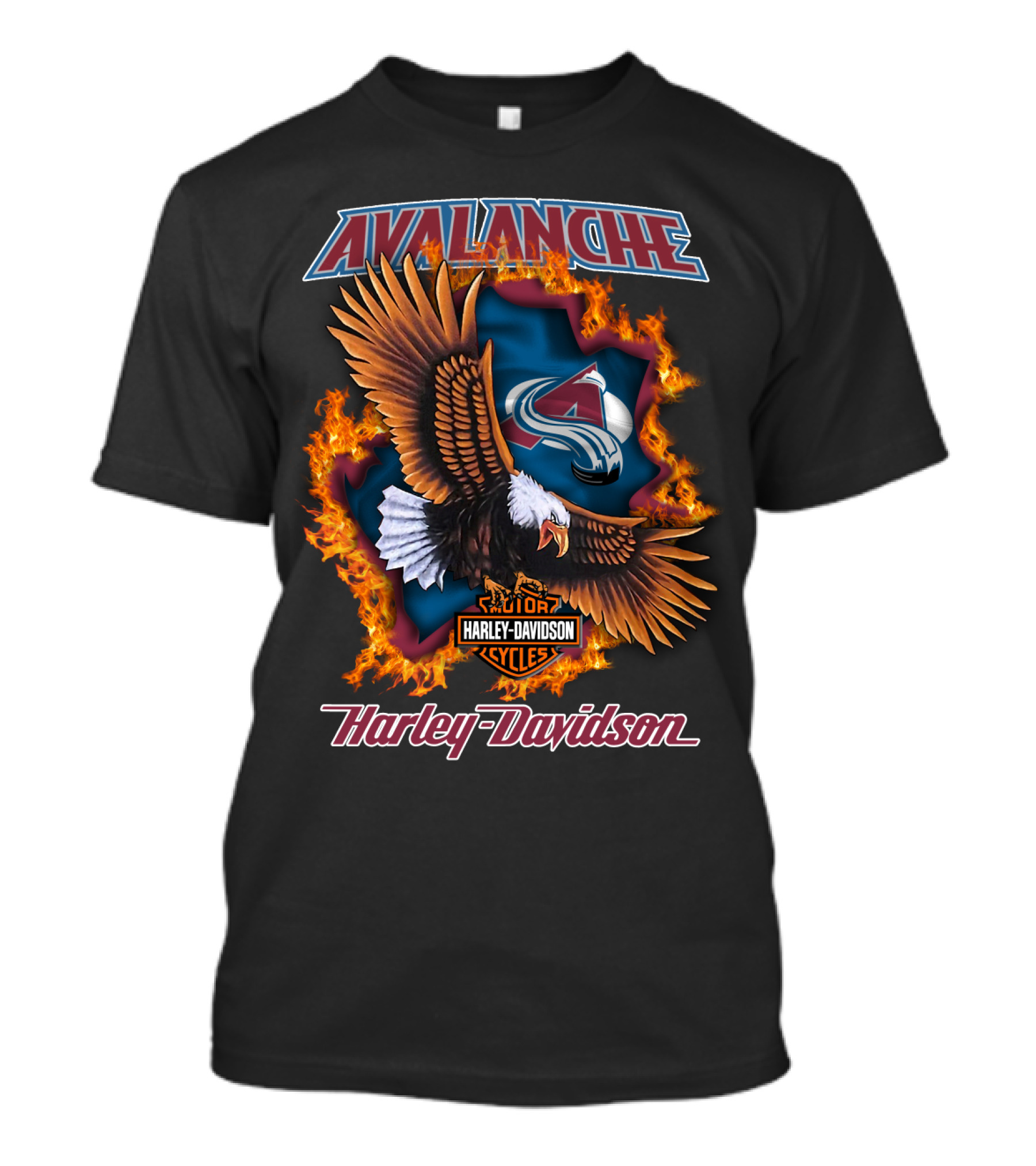 Avalanche Colorado Harley Davidson Nhl Eagle Flames T-Shirt