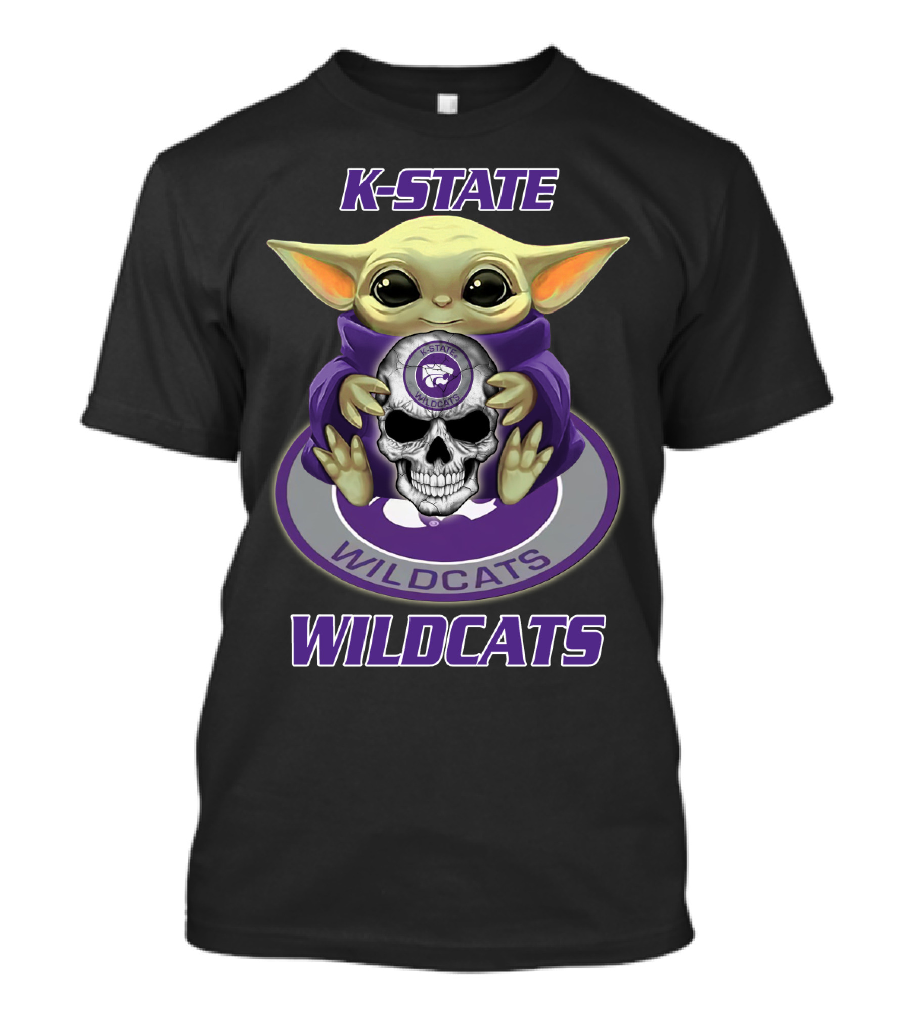K-State Wildcats Baby Yoda Skull Yd1404 Kansas State Wildcats T-Shirt