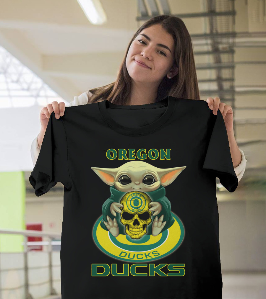 Oregon Ducks Baby Alien Holding Skull T-Shirt