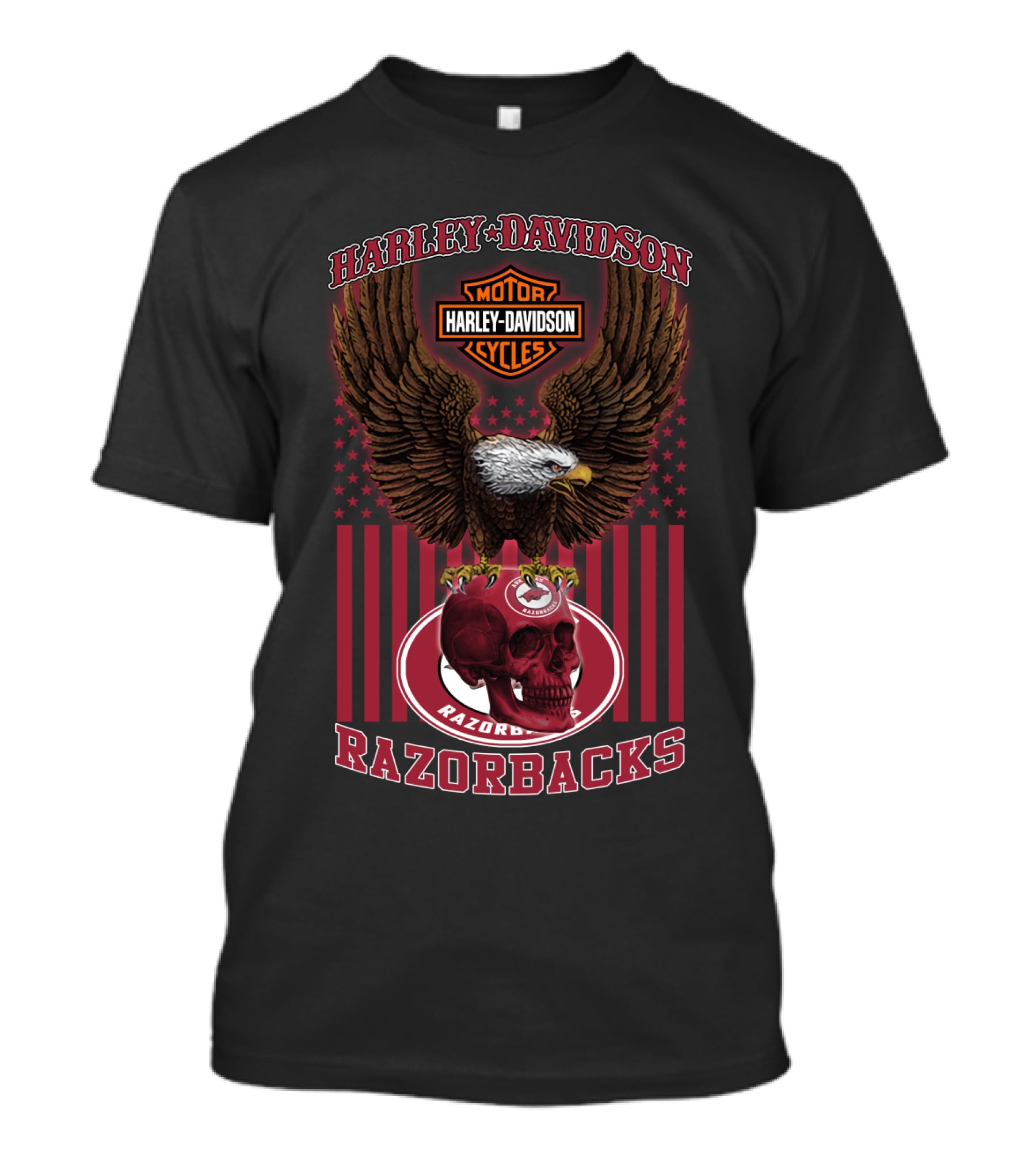 Harley Davidson Razorbacks Eagle And Skull T-Shirt