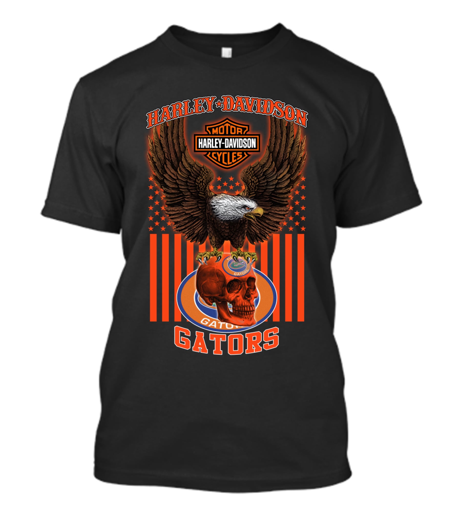 Harley Davidson Motor Cycles Florida Gators Eagle And Skull T-Shirt