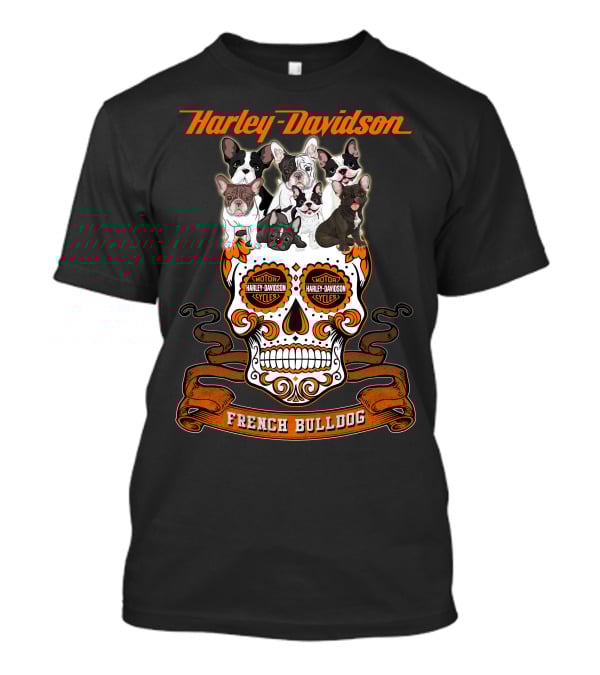 Harley Davidson French Bulldog Sugar Skull Motif T-Shirt