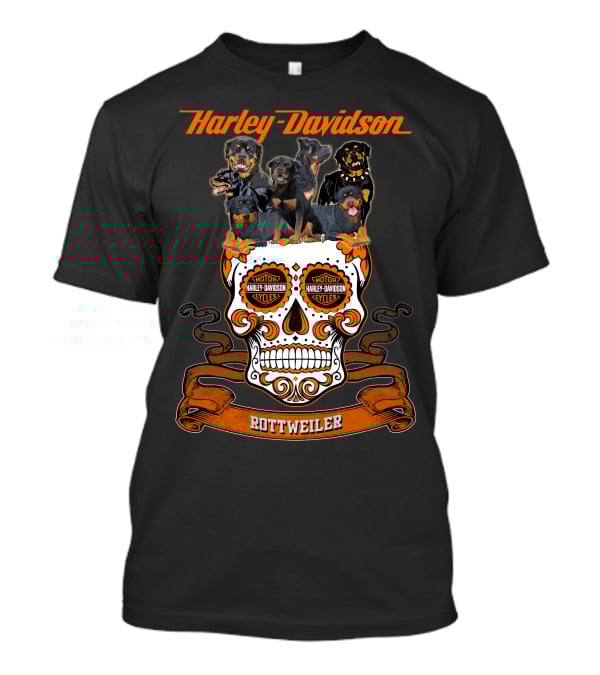 Harley Davidson Motorcycles Rottweiler Skull T-Shirt