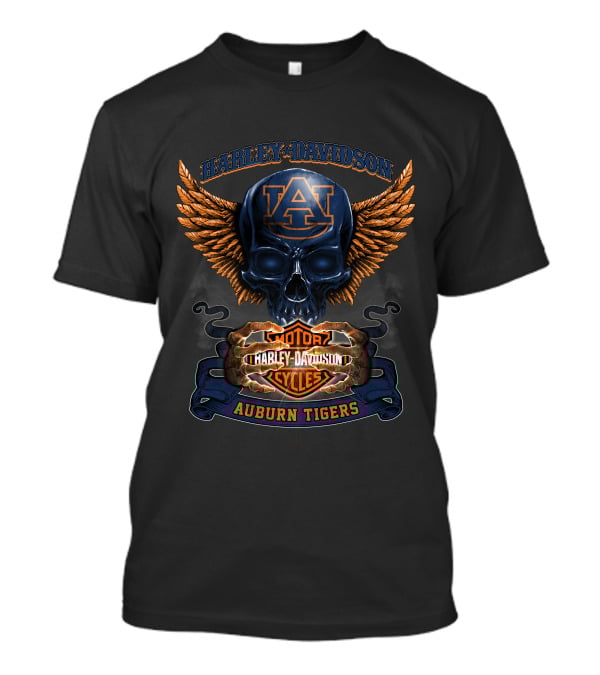 Harley Davidson Auburn Tigers Au Skull Wings Motor Cycles T-Shirt