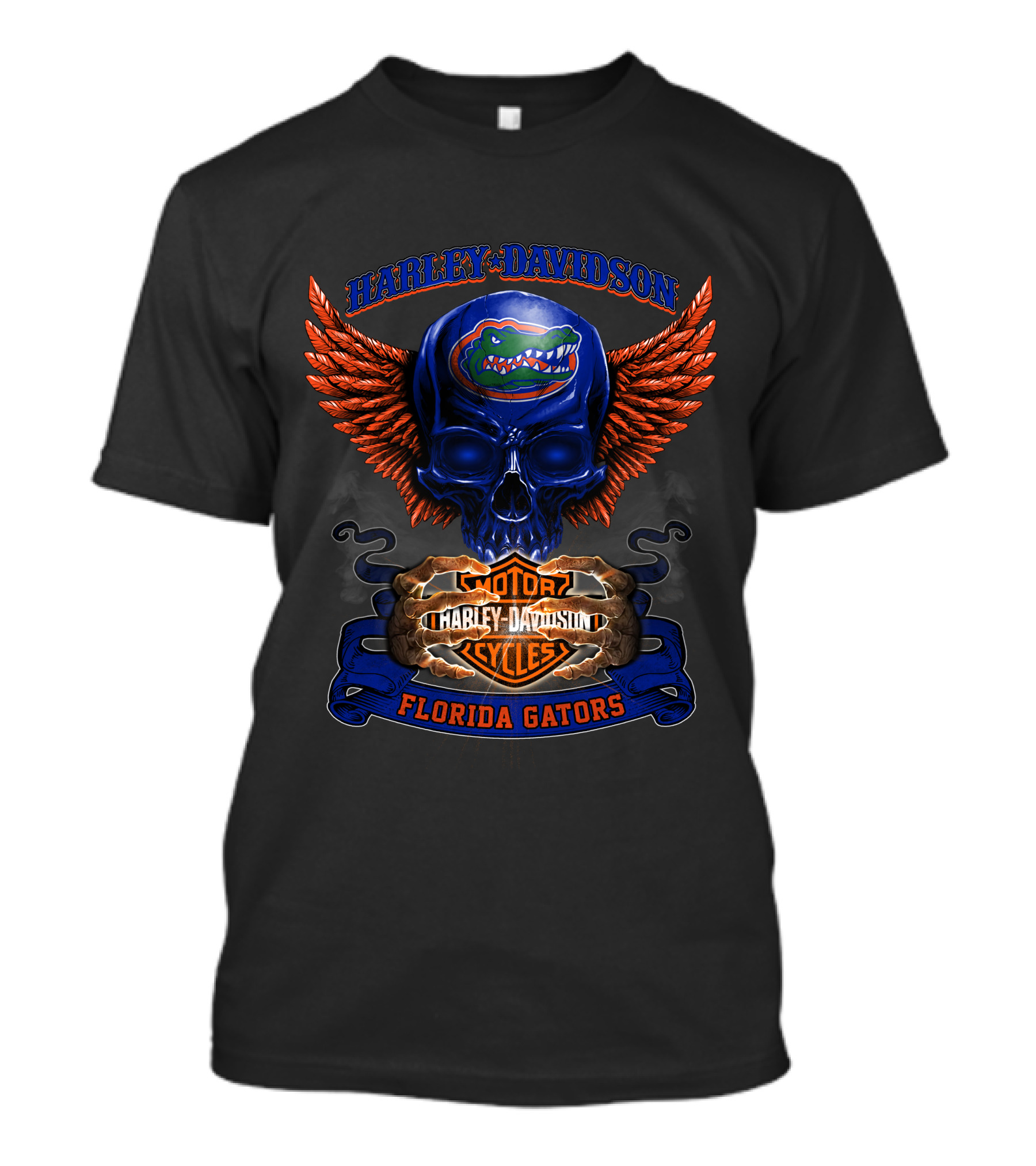 Harley Davidson Motor Florida Gators Winged Skull T-Shirt