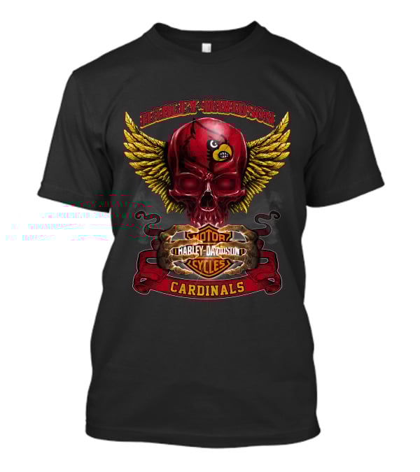 Harley Davidson Louisville Cardinals Skull With Wings T-Shirt