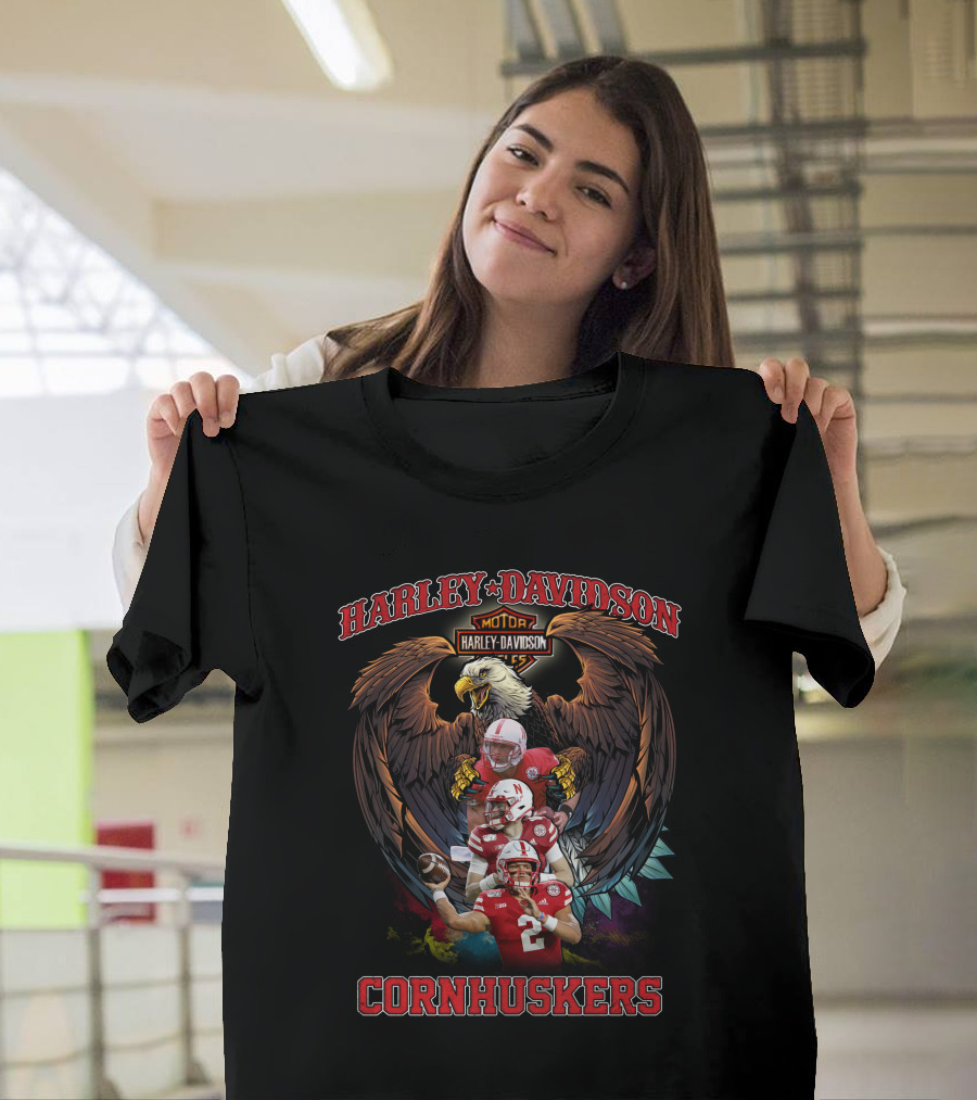 Harley Davidson Nebraska Cornhuskers Football Eagle T-Shirt