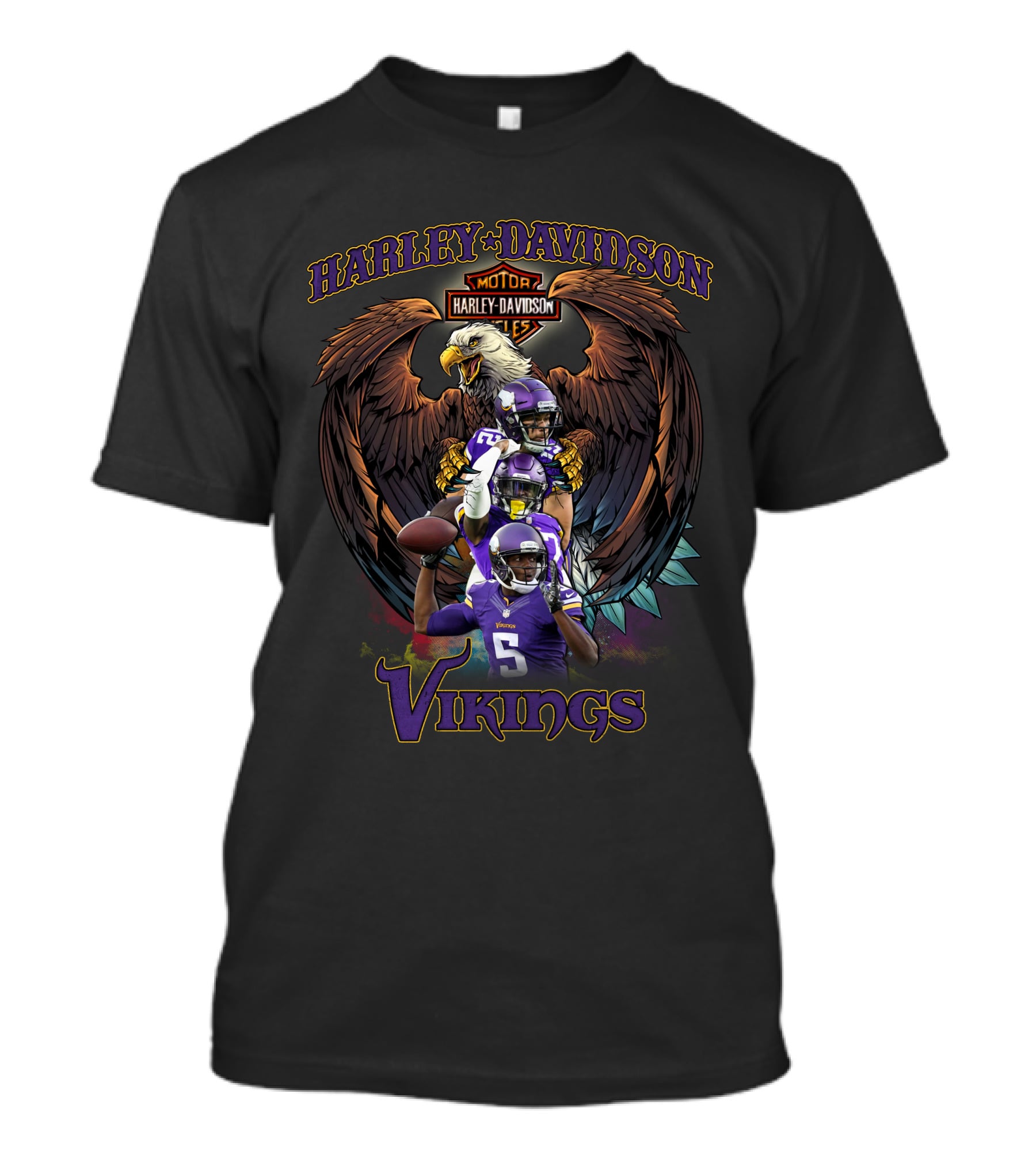 Harley Davidson Motor Eagle Minnesota Vikings Players T-Shirt