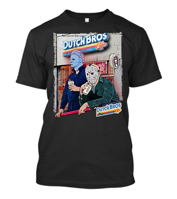 Dutch Bros Coffee Horror Characters Retro 80s T-Shirt