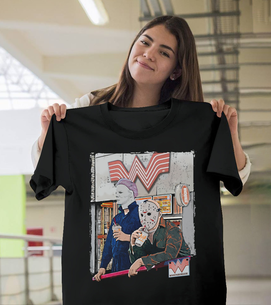 WAB HLW Whataburger Horror Icons with Michael and Hockey Mask T-Shirt