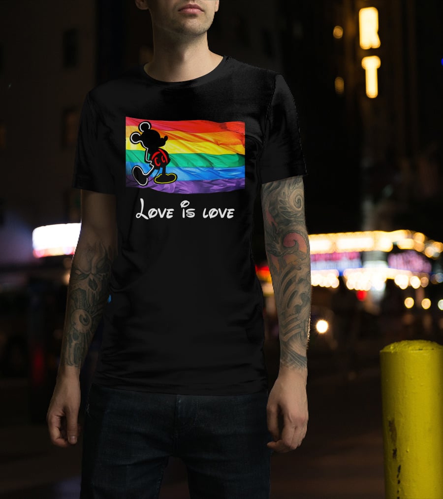 Mickey Love Is Love Rainbow Flag T-Shirt