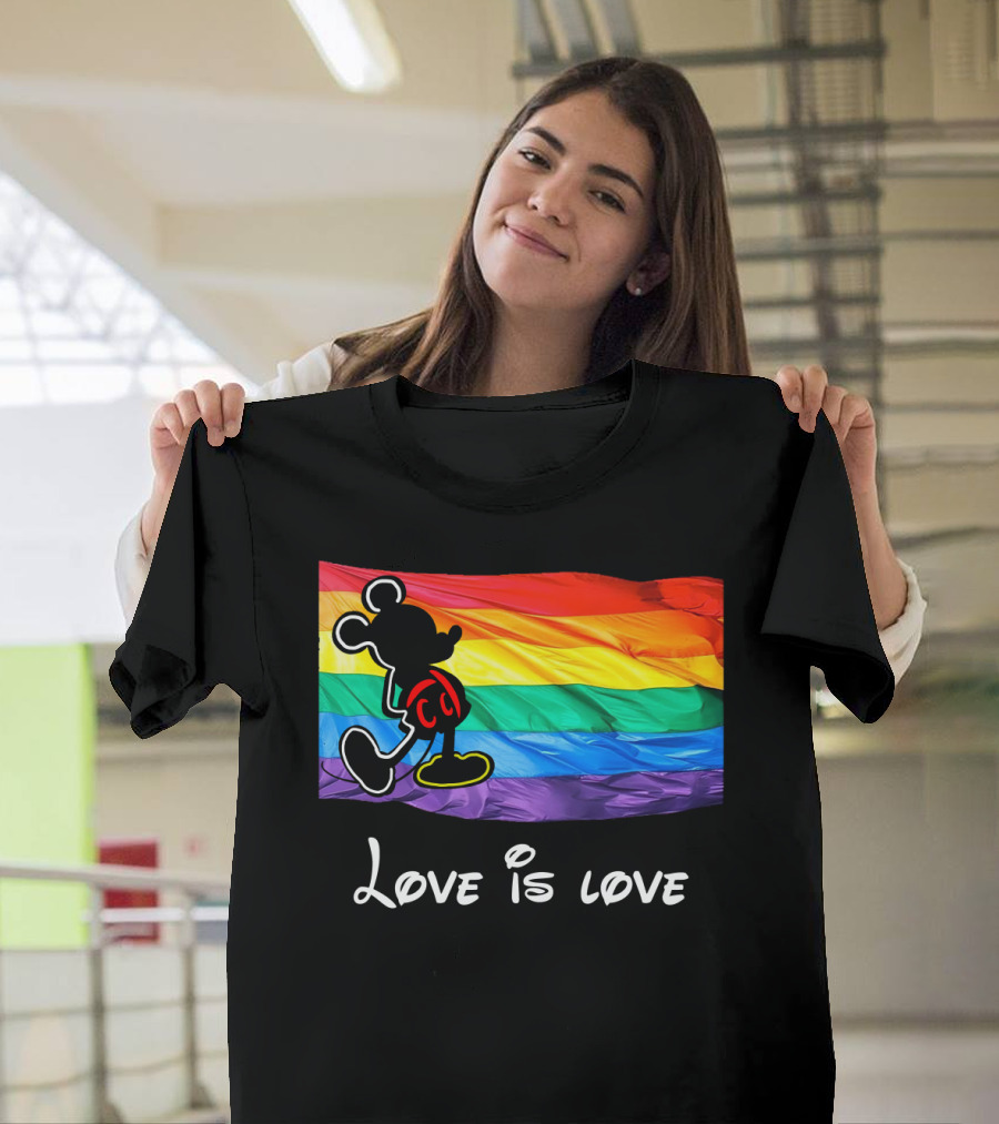 Mickey Love Is Love Rainbow Flag T-Shirt