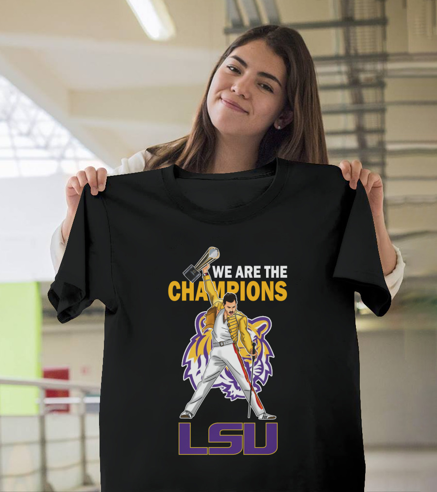 WE ARE THE CHAMPIONS LSU Tiger Background T-Shirt