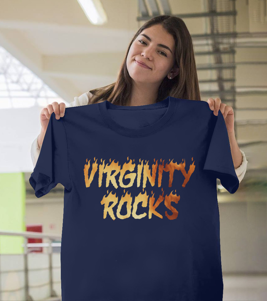 Virginity Rocks Danny Virginity Duncan Fire Text T-Shirt
