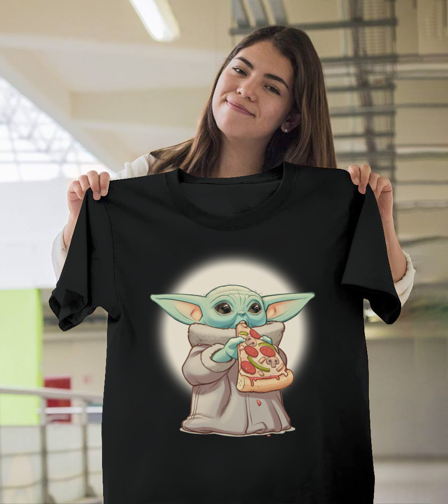 Yoda Eating Pizza Slice Adorable T-Shirt