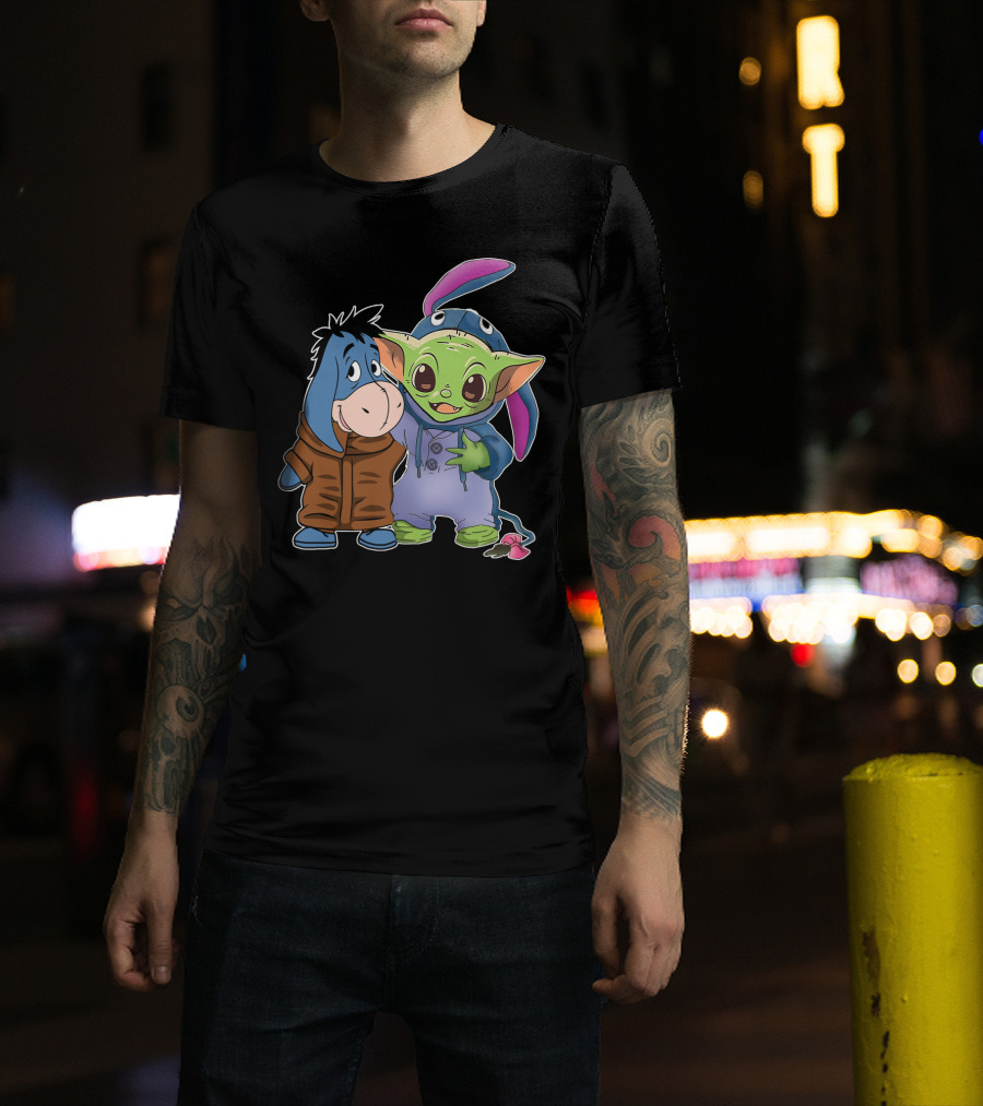 Eeyore And Baby Yoda In Stitch T-Shirt
