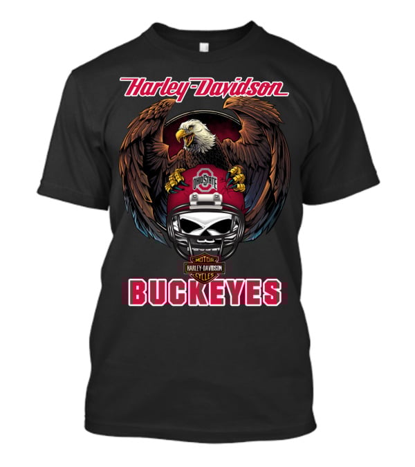 Harley Davidson Ohio State Buckeyes Eagle Helmet Ncaa Cycles T-Shirt
