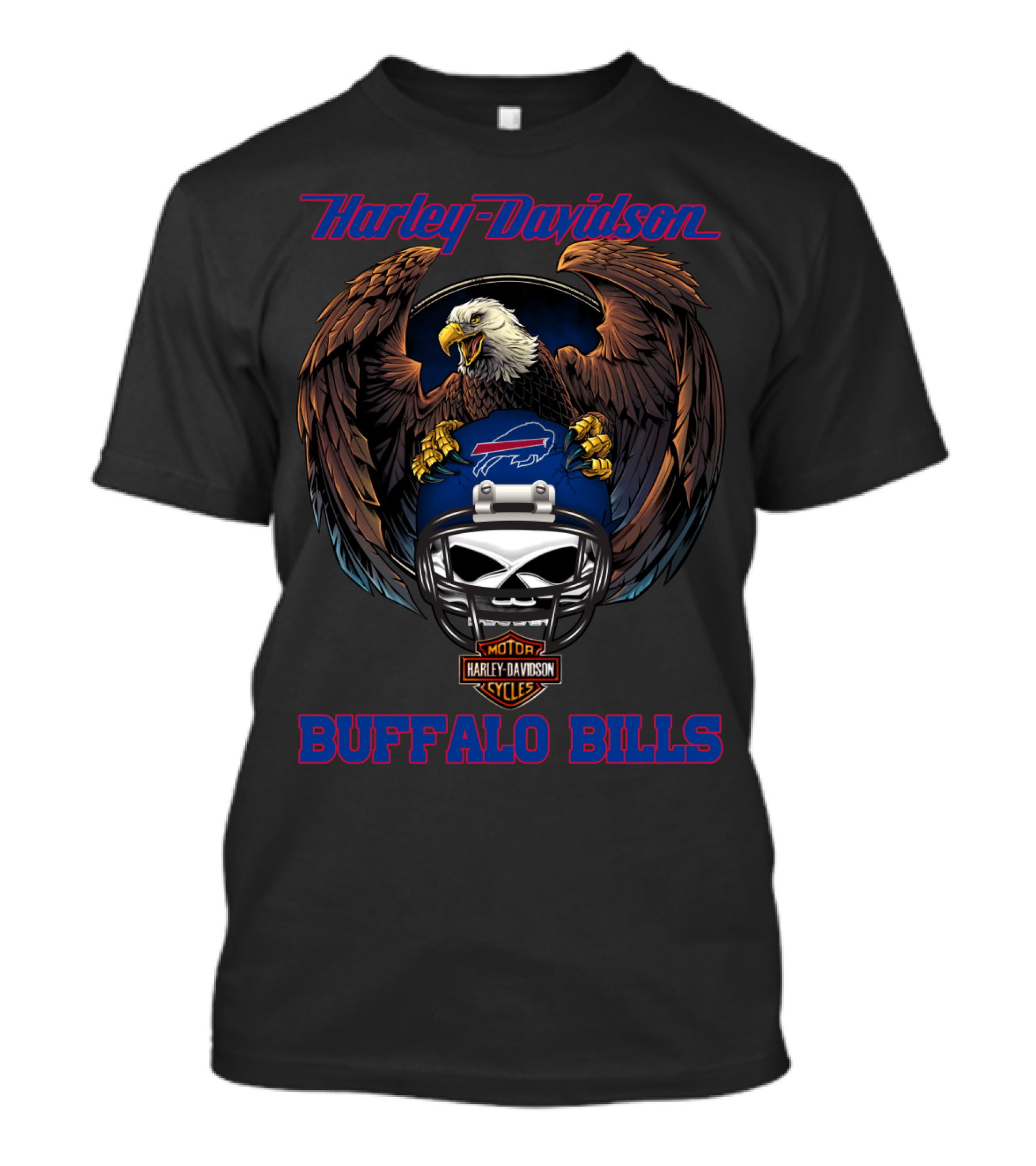 Harley Davidson Buffalo Bills Eagle Helmet Nfl Motorcycles T-Shirt