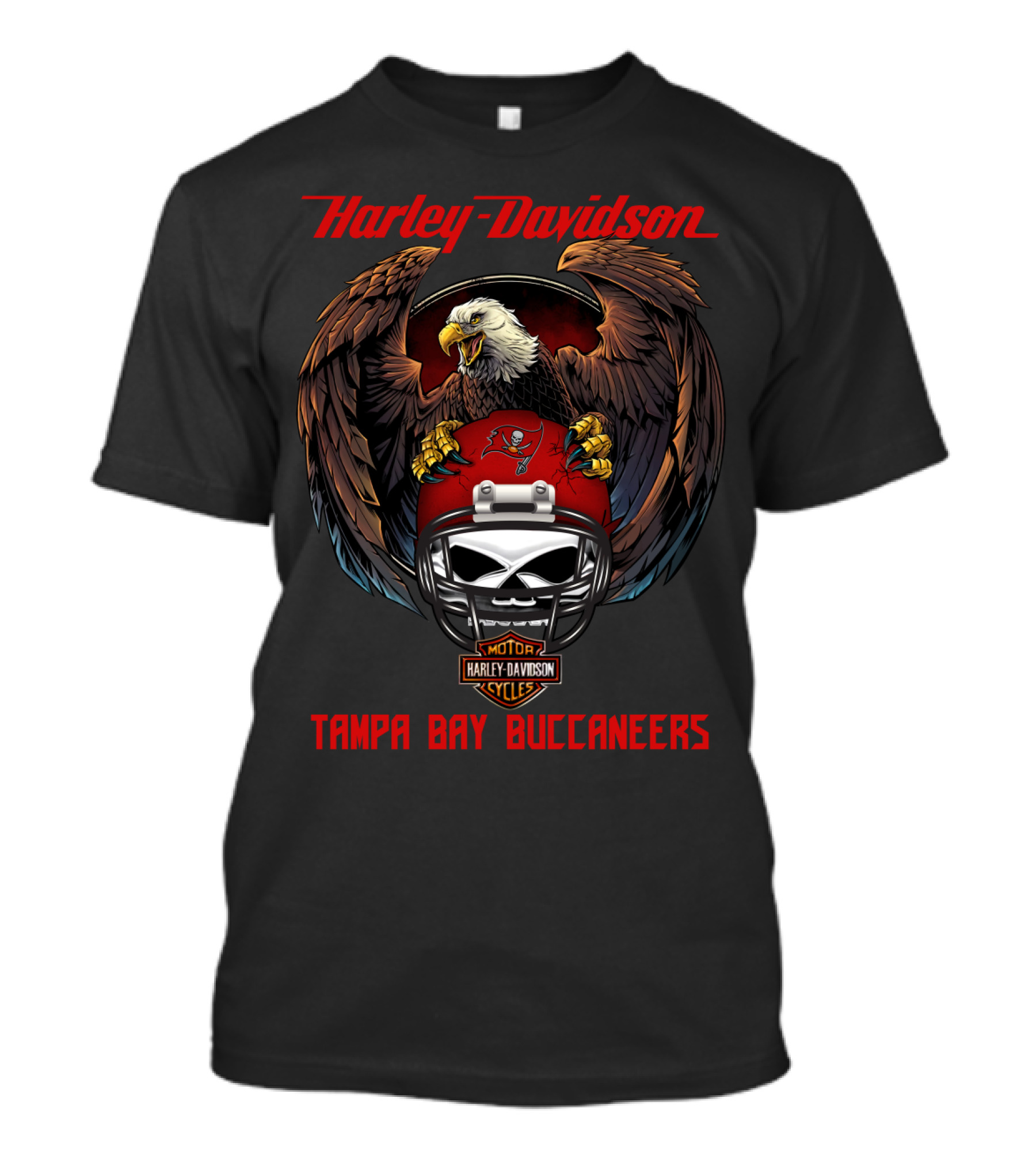 Harley Davidson Tampa Bay Buccaneers Nfl Eagle Helmet T-Shirt