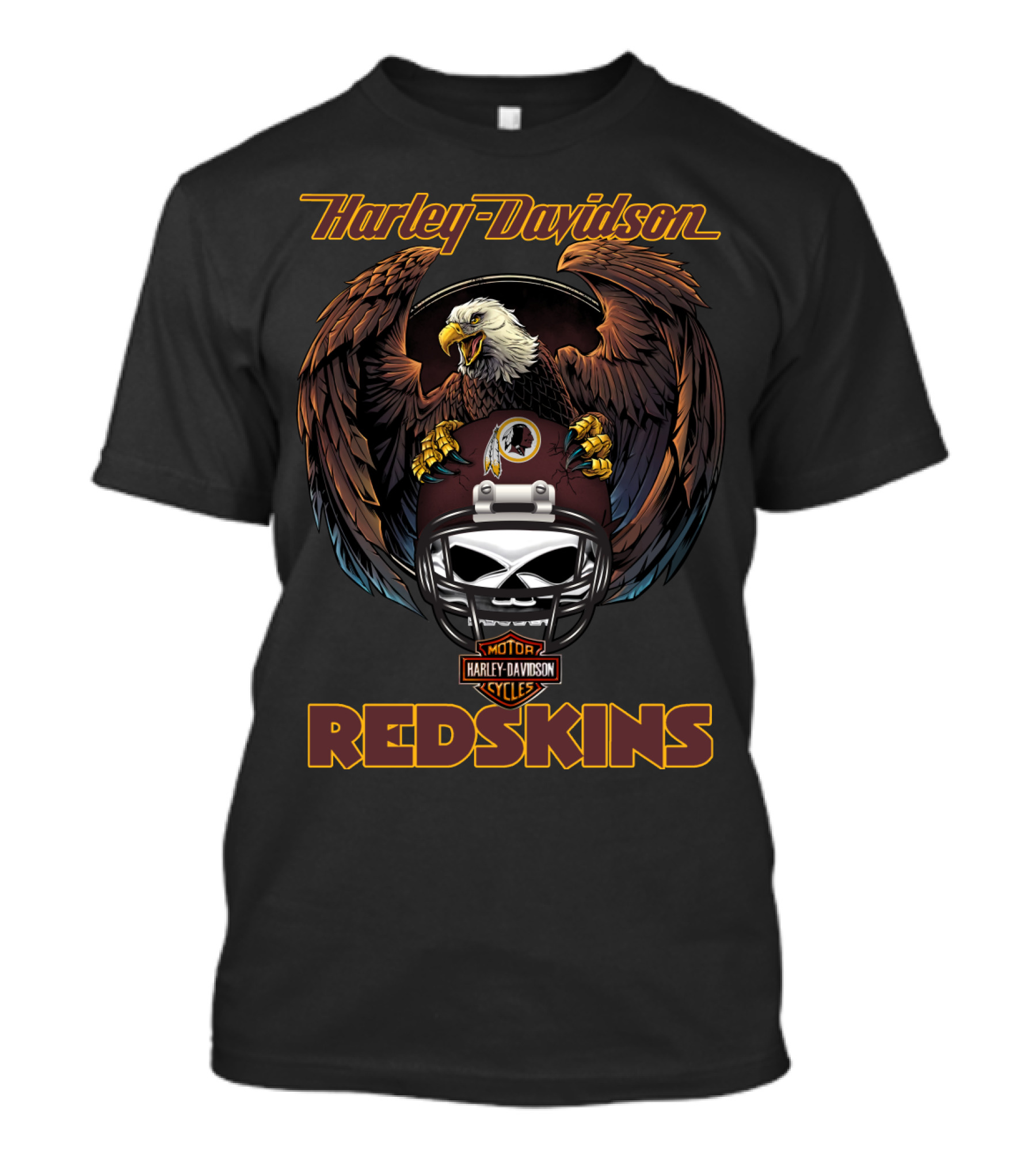 Harley Davidson Redskins Eagle Helmet Motor Cycles T-Shirt