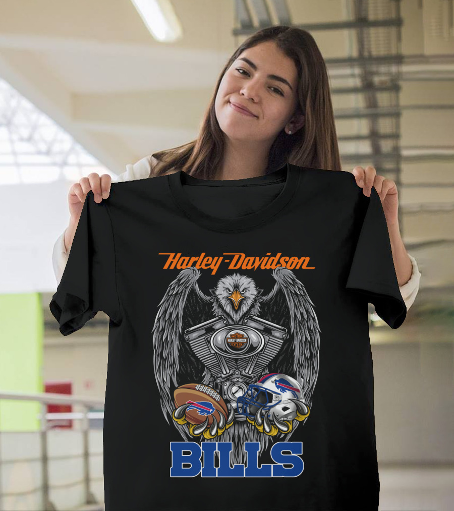 Harley Davidson Bills Nfl Football Engine Eagle T-Shirt