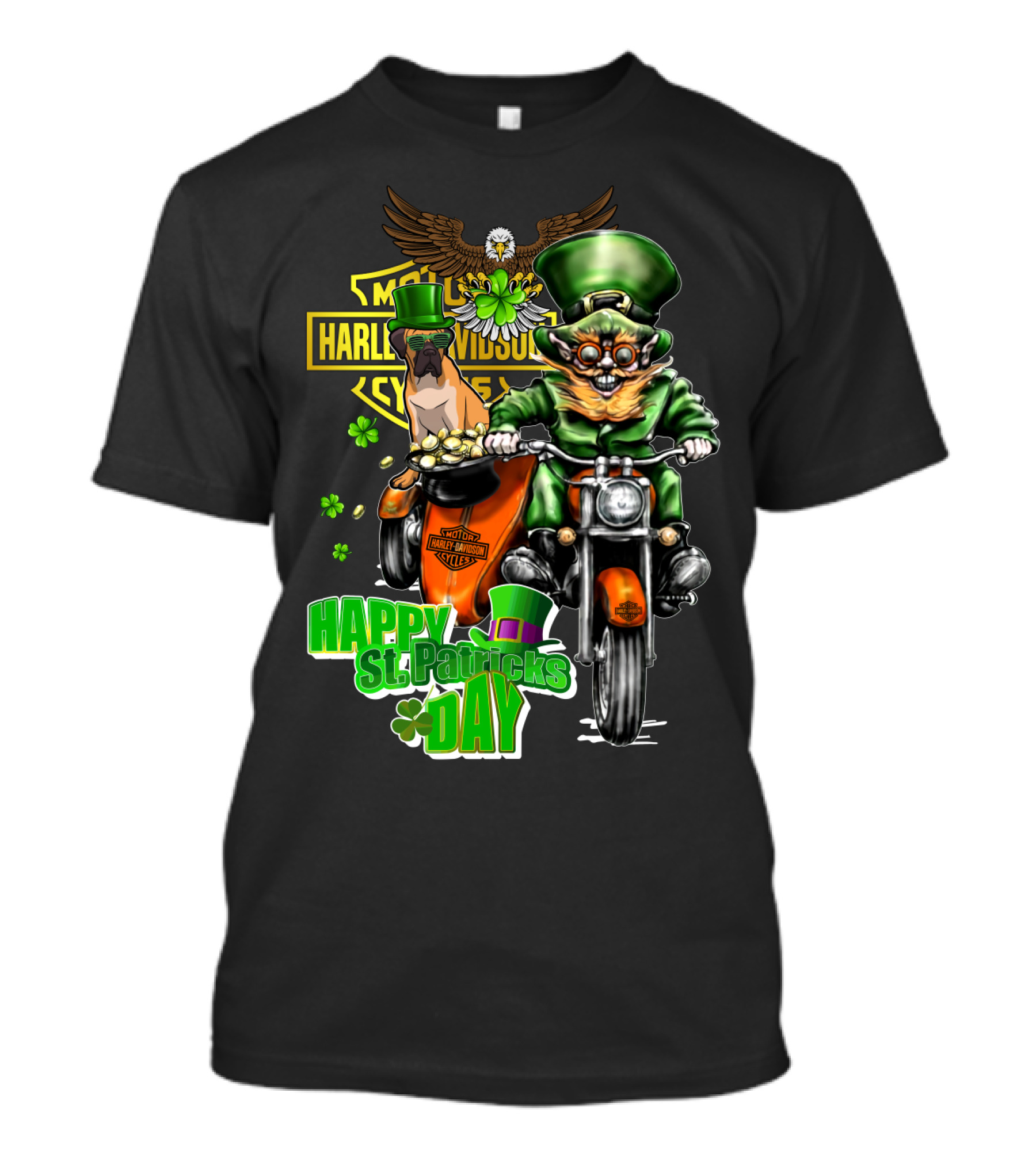 Harley Davidson Bullmastiff St. Patrick's Day Motorcycle Ride T-Shirt
