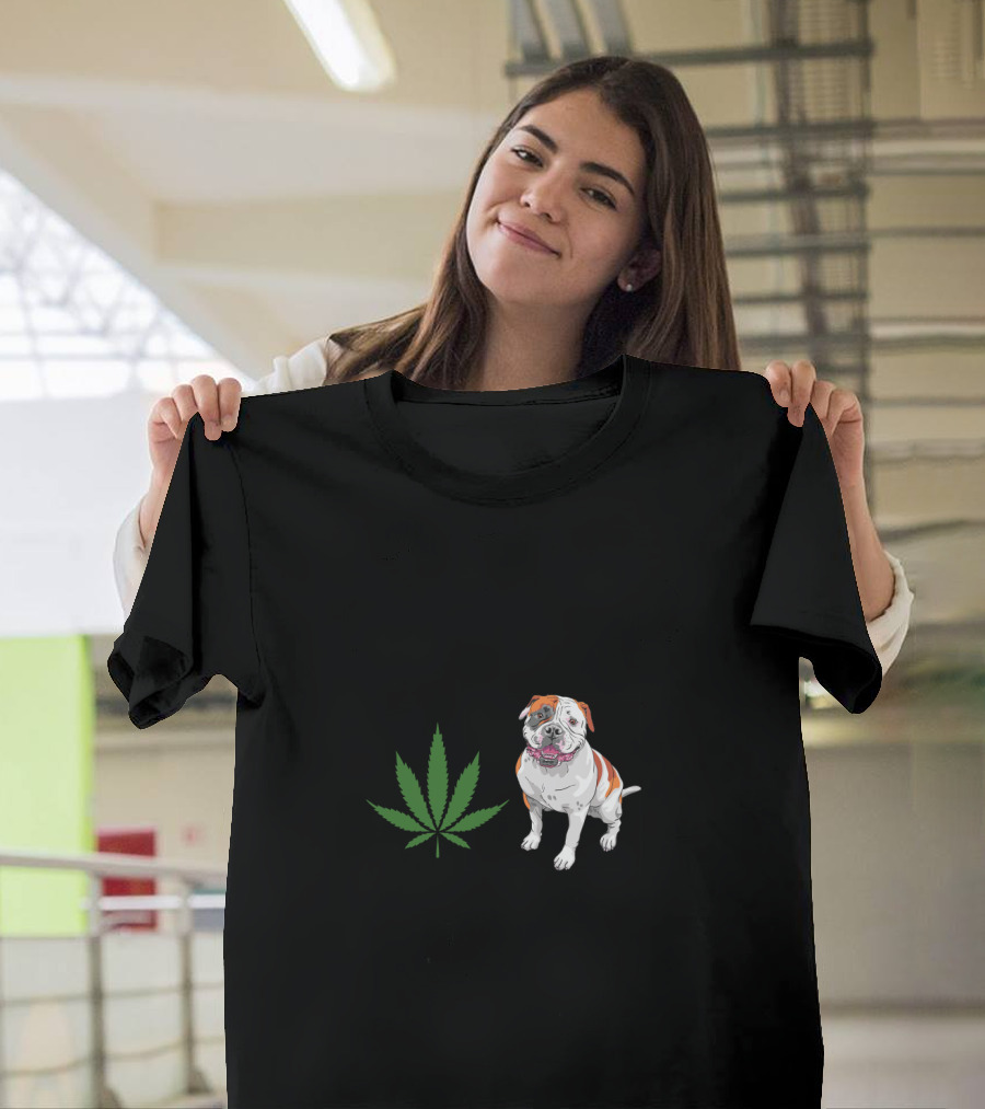 American Bulldog And Cannabis Make Me Happy Humans Make My Head Hurt T-Shirt